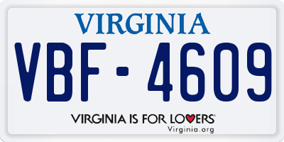 VA license plate VBF4609