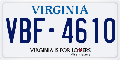 VA license plate VBF4610