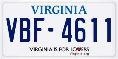 VA license plate VBF4611