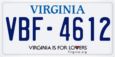 VA license plate VBF4612