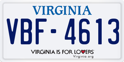 VA license plate VBF4613