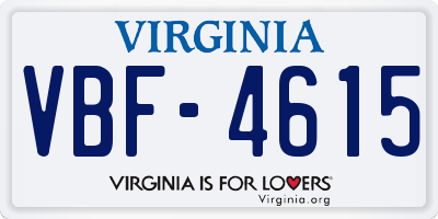 VA license plate VBF4615
