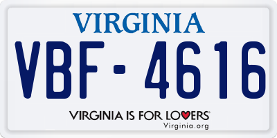 VA license plate VBF4616