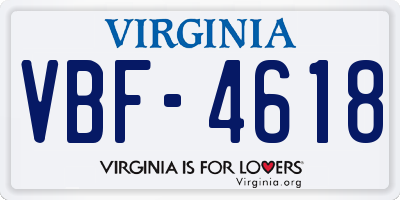 VA license plate VBF4618