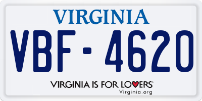 VA license plate VBF4620