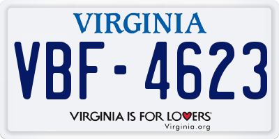 VA license plate VBF4623