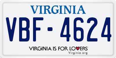 VA license plate VBF4624