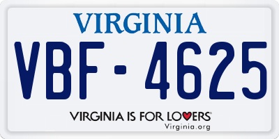 VA license plate VBF4625