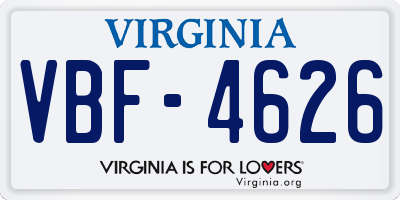 VA license plate VBF4626
