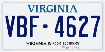 VA license plate VBF4627