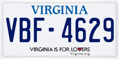 VA license plate VBF4629