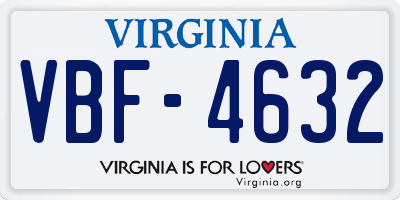 VA license plate VBF4632