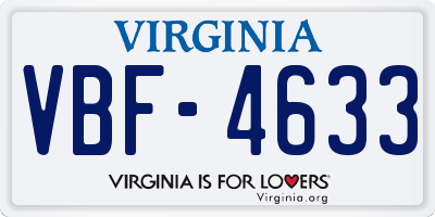 VA license plate VBF4633