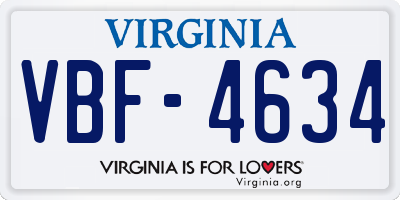 VA license plate VBF4634