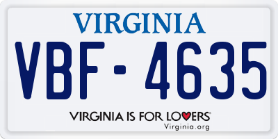 VA license plate VBF4635