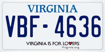 VA license plate VBF4636