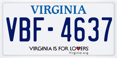 VA license plate VBF4637