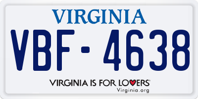 VA license plate VBF4638