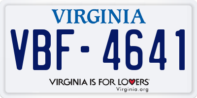 VA license plate VBF4641