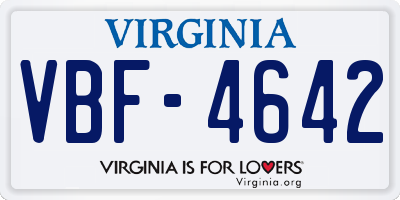 VA license plate VBF4642