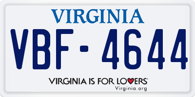 VA license plate VBF4644