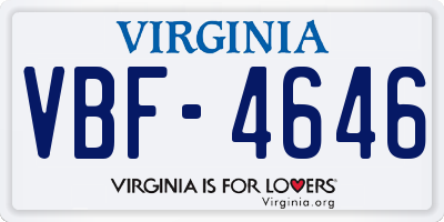 VA license plate VBF4646
