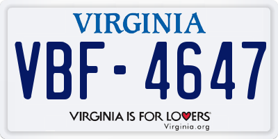 VA license plate VBF4647