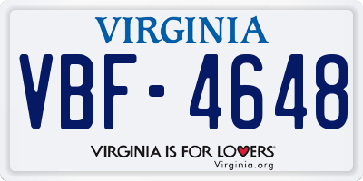 VA license plate VBF4648