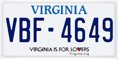VA license plate VBF4649