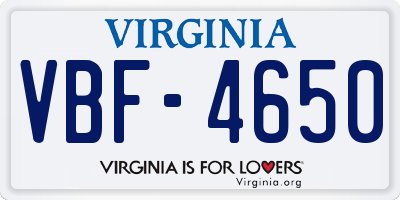 VA license plate VBF4650