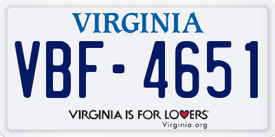 VA license plate VBF4651