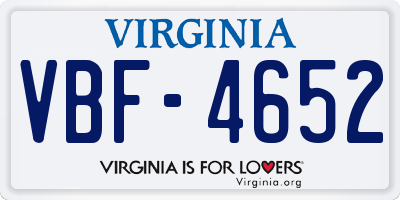 VA license plate VBF4652