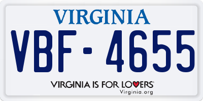 VA license plate VBF4655