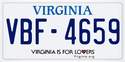 VA license plate VBF4659
