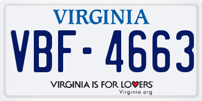 VA license plate VBF4663