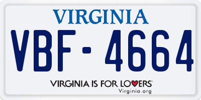 VA license plate VBF4664
