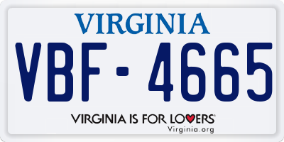 VA license plate VBF4665