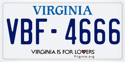 VA license plate VBF4666