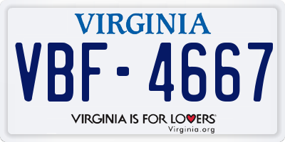 VA license plate VBF4667