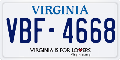 VA license plate VBF4668