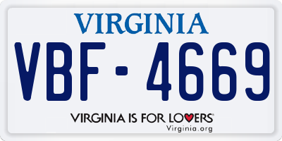 VA license plate VBF4669