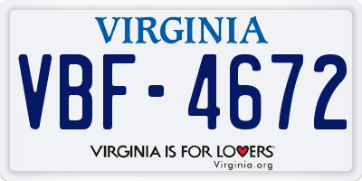 VA license plate VBF4672