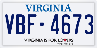 VA license plate VBF4673