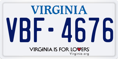 VA license plate VBF4676