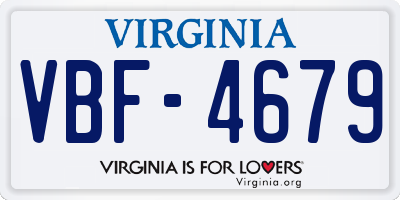 VA license plate VBF4679