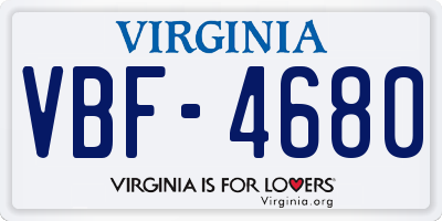 VA license plate VBF4680