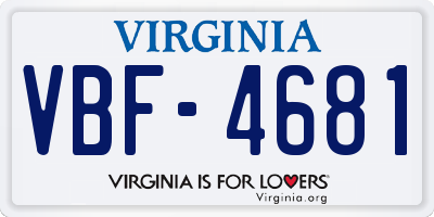 VA license plate VBF4681