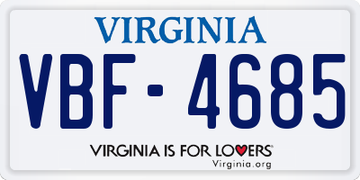 VA license plate VBF4685
