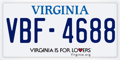VA license plate VBF4688
