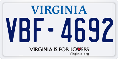 VA license plate VBF4692